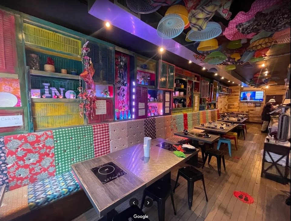 Compact Thai restaurant dining room